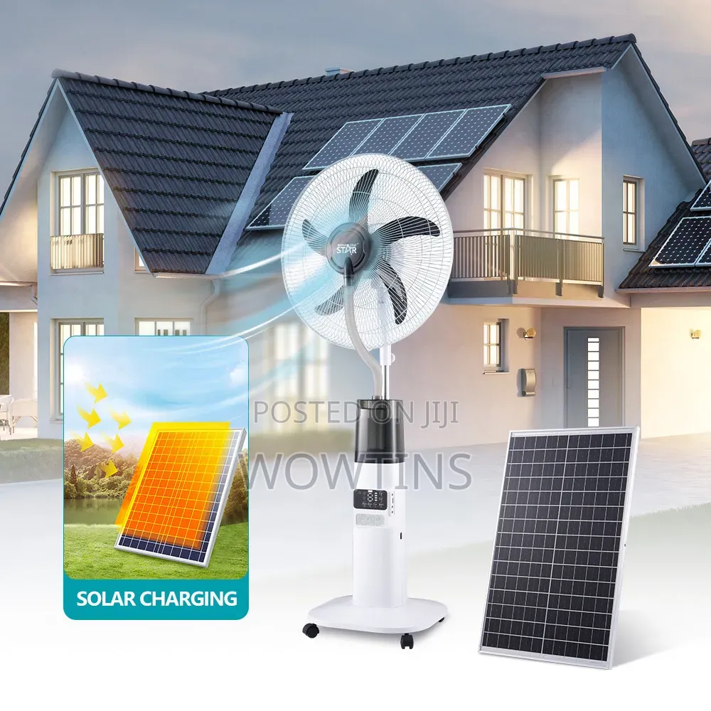 18-Inch Misting Solar-Rechargeable Fan