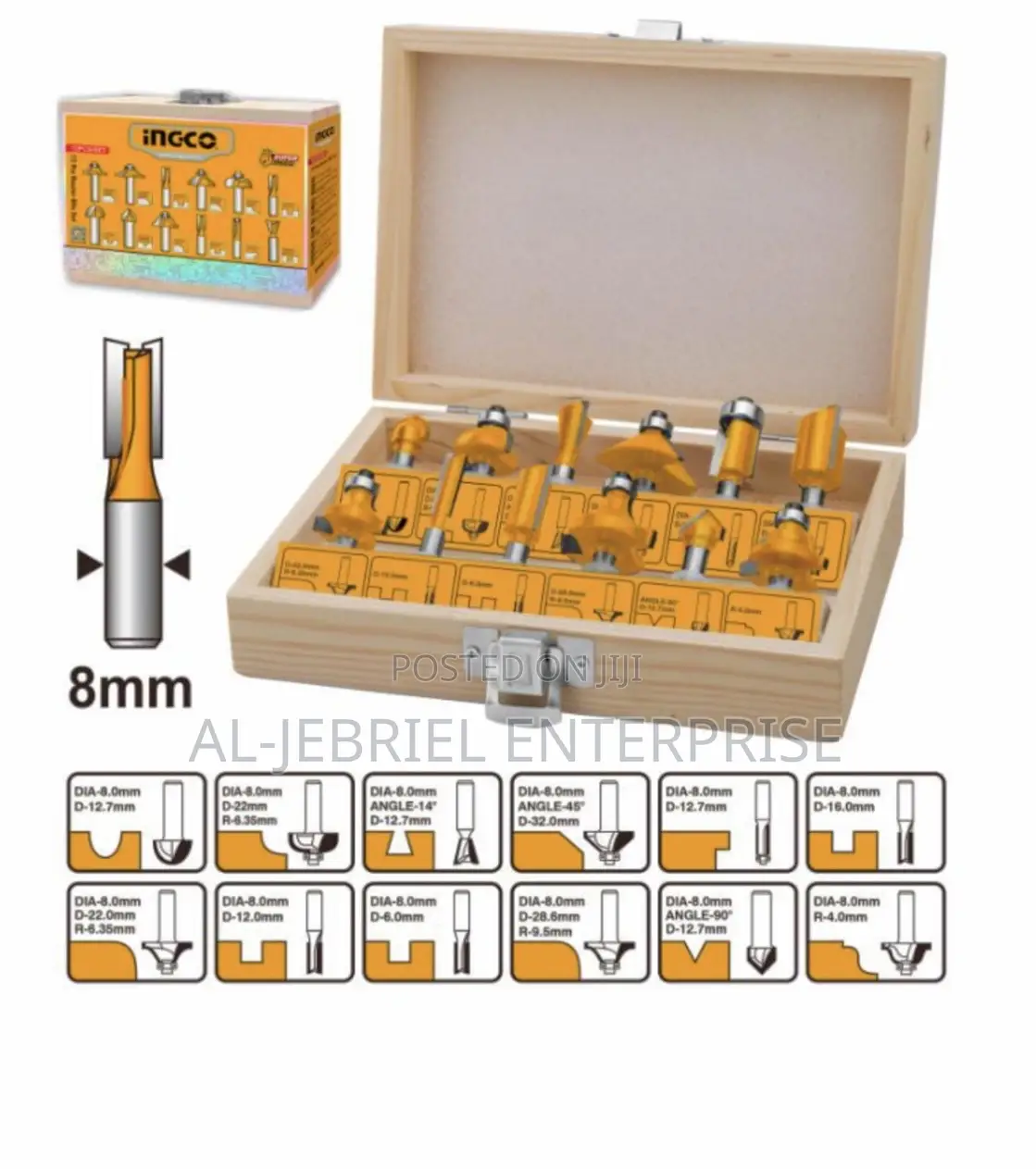 Ingco 12Pcs Router Bits Set