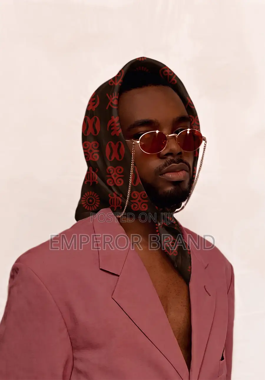 African Silk Scarf – Black Red Luxury Print | Emperor Brand