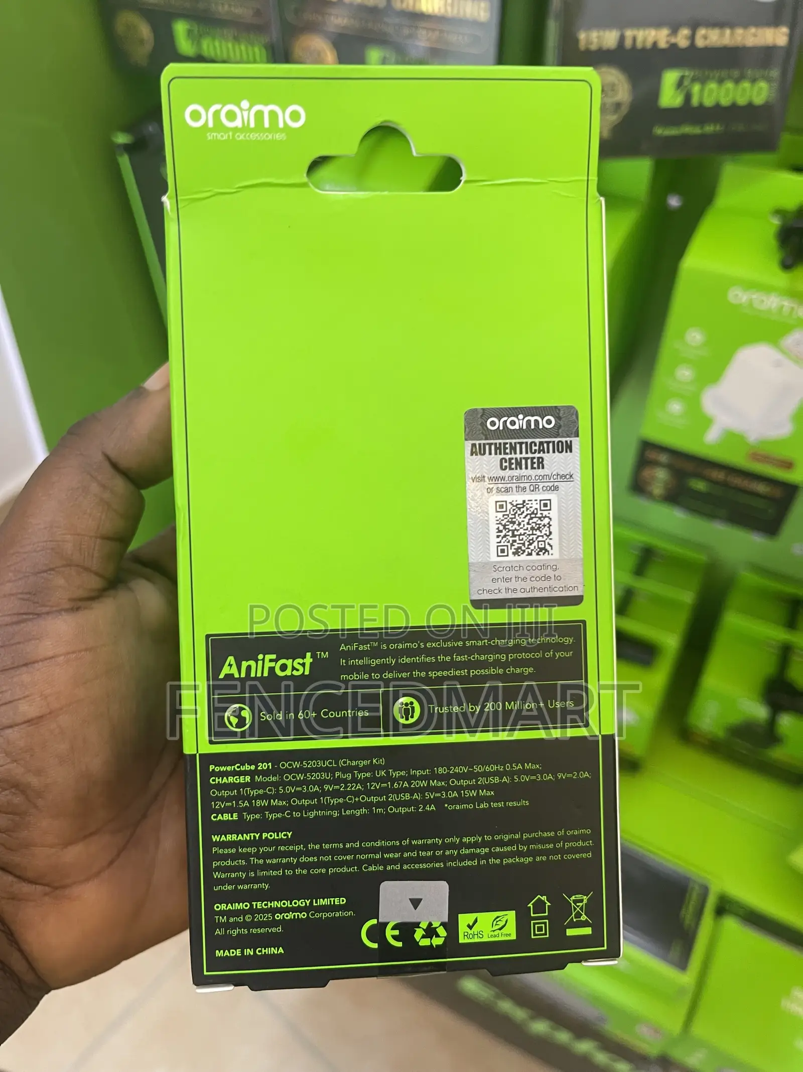 Oraimo 20W Rapid Charge Type-C to Lightning Charger – PowerCube 20i