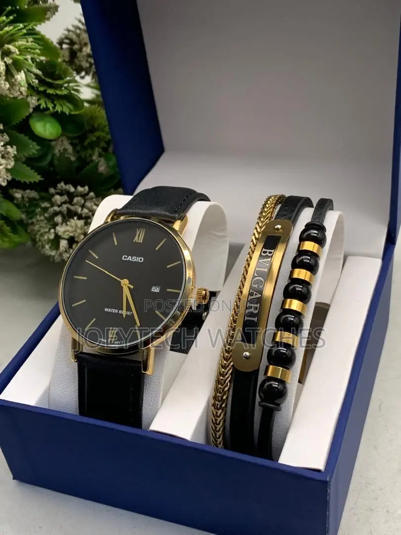 Casio Leather With Bracelet