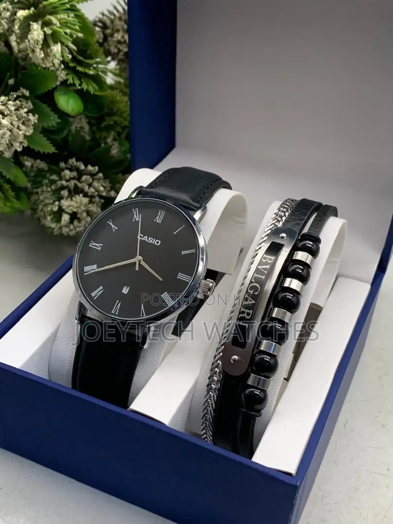 Casio Leather With Bracelet