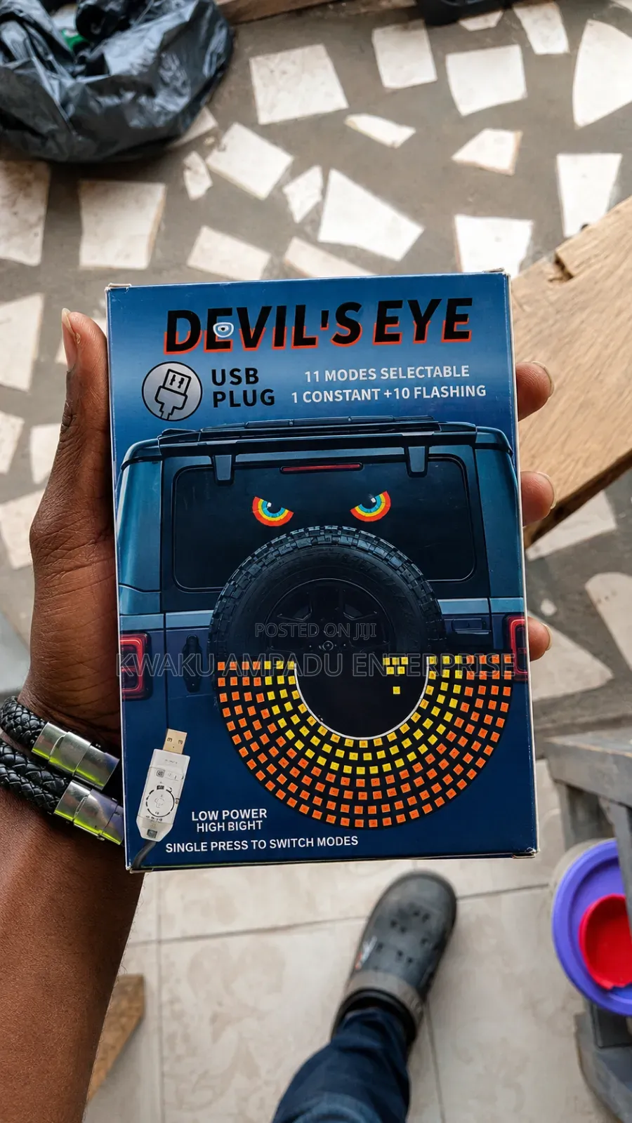 Devil's Eye LED Car Rear Window Light – 11 Modes USB Rechargeable