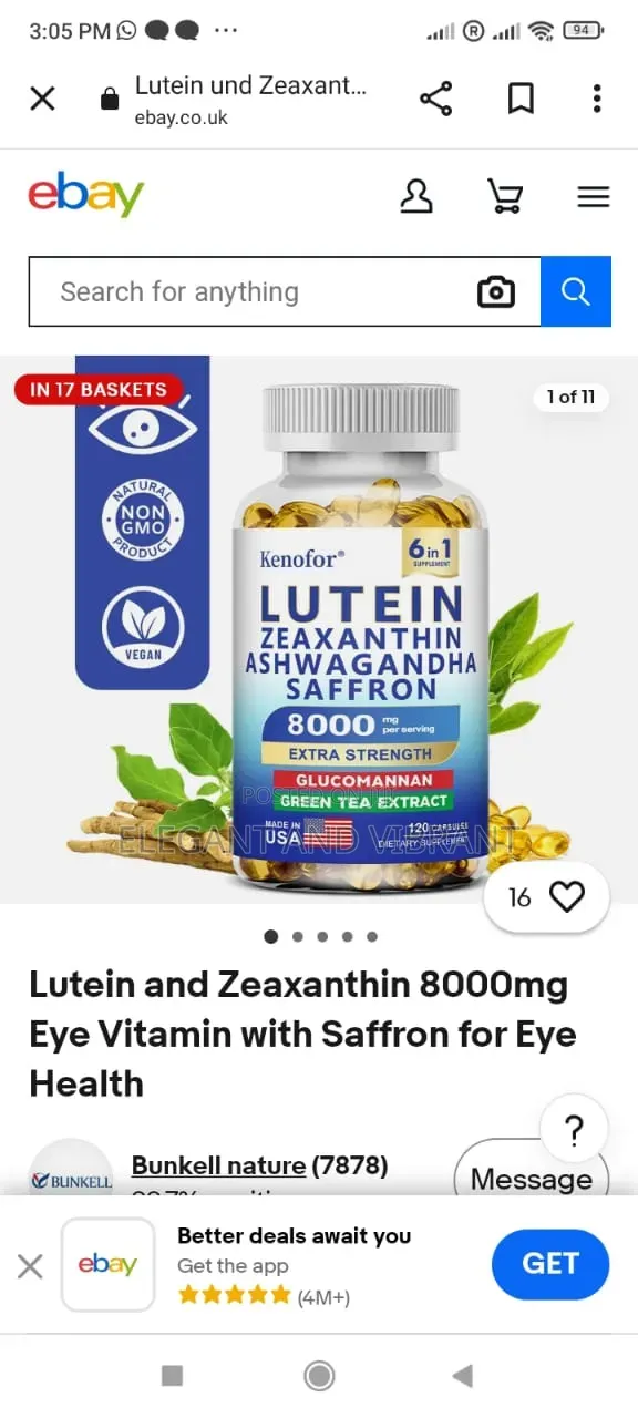 Letein and Zeaxanthin 8000mg Eye Vitamin With Saffron for Eye Health