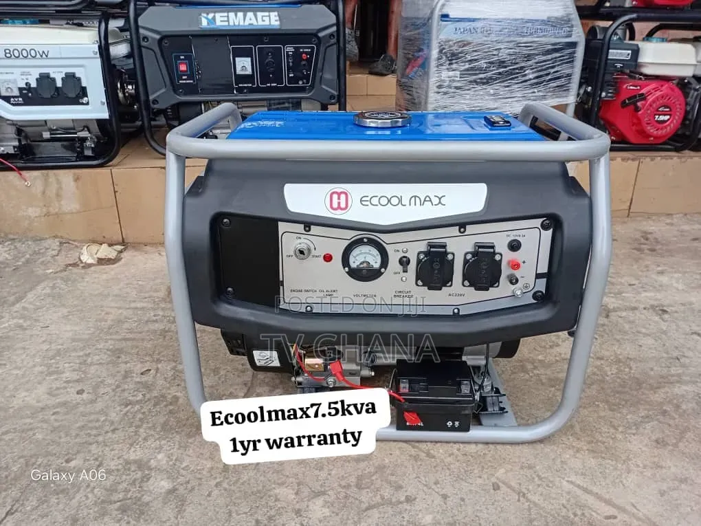Ecoolmax 7.5kVA Petrol Generator – Key Start, Heavy Duty7.5kva