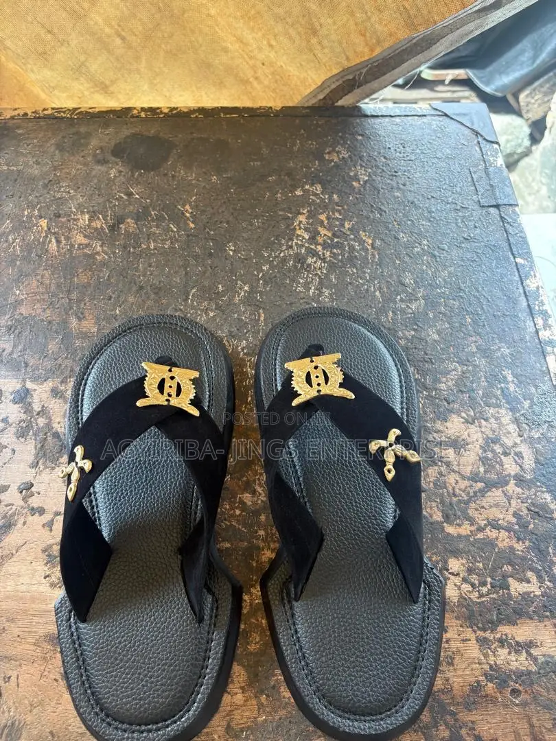 Black and Gold Symbols Slipper