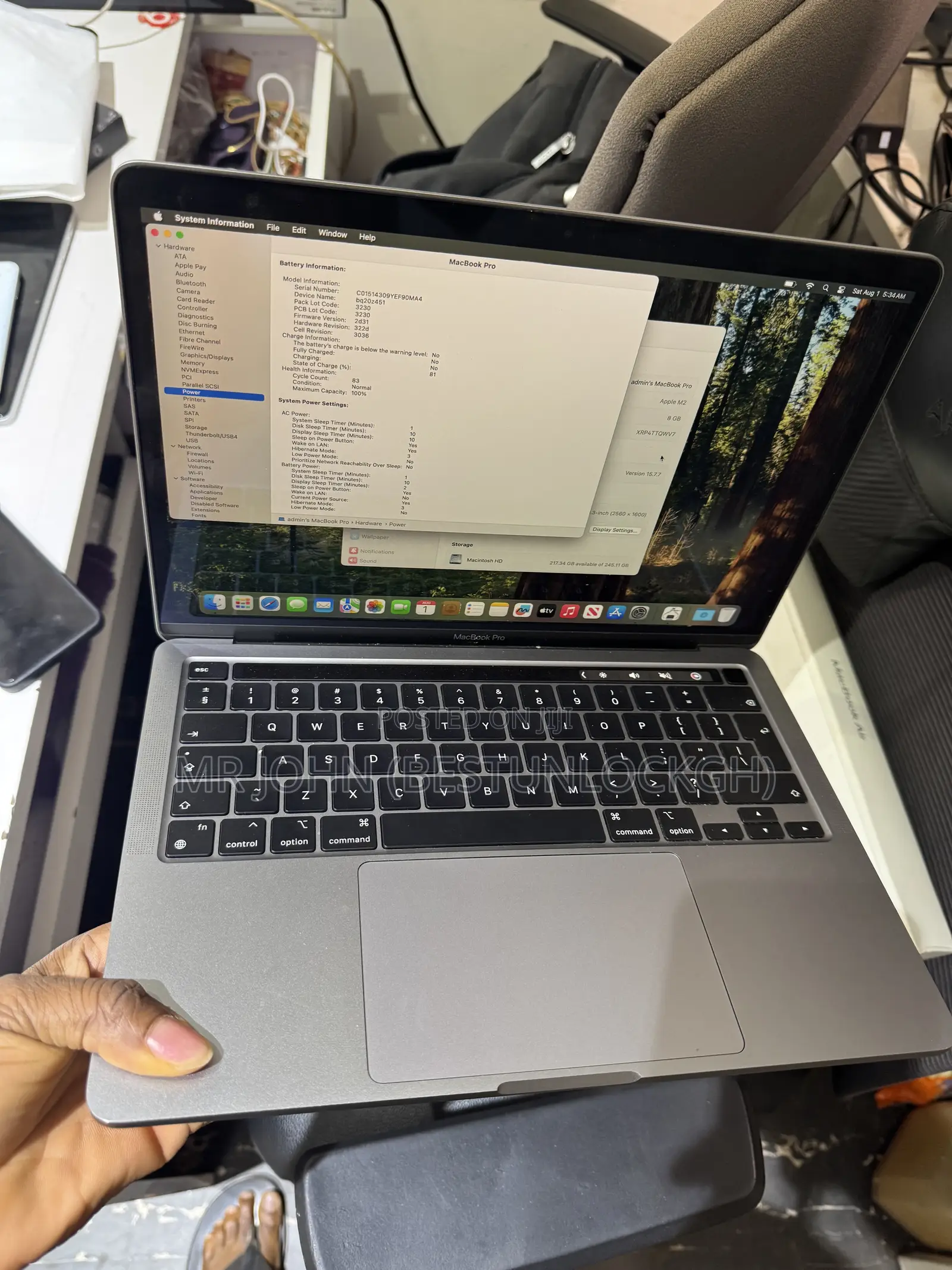 Laptop Apple MacBook Pro 2022 M2 8GB Apple M2 SSD 256GB