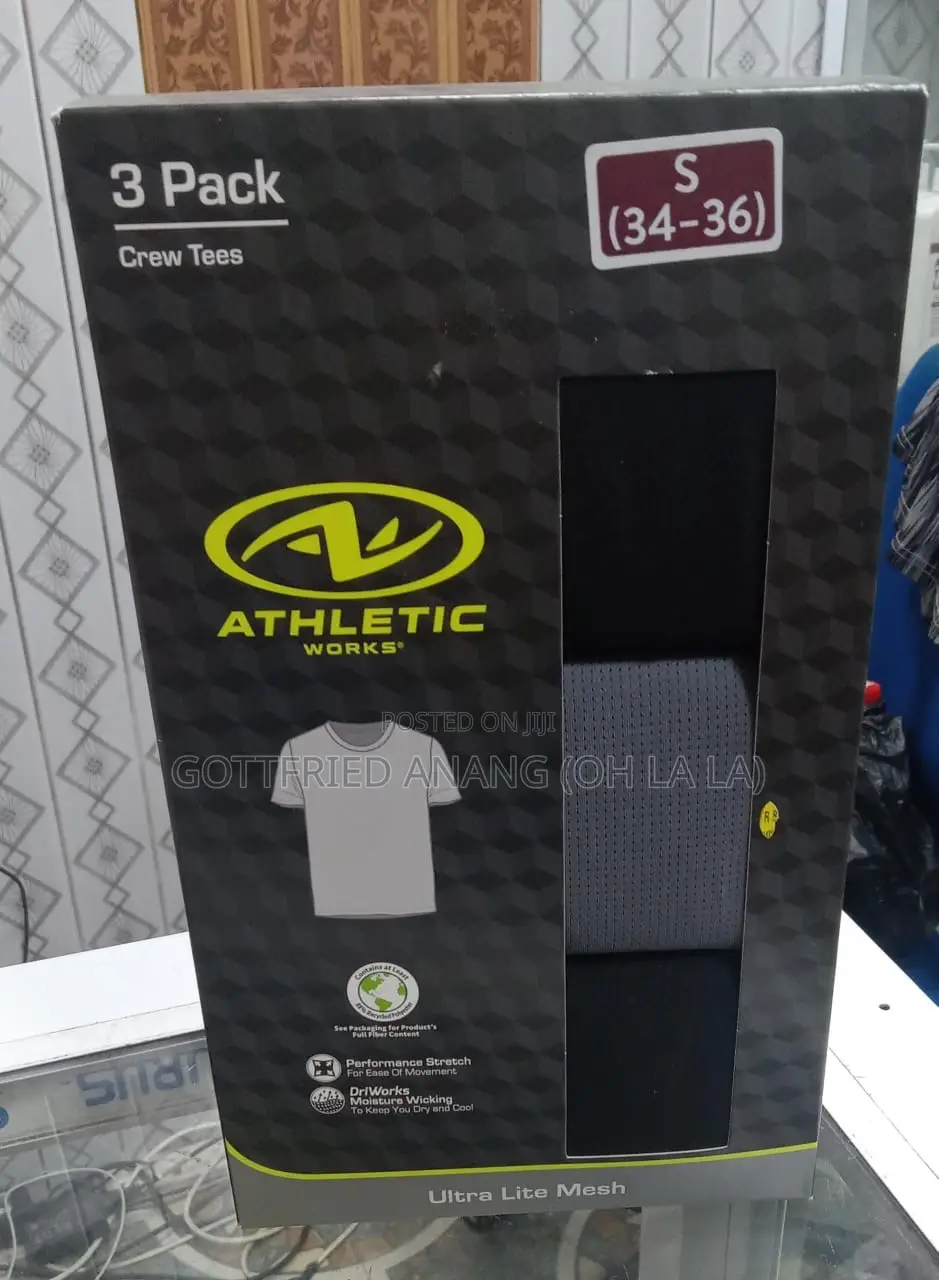 Athletic Works Men's Ultra Lite Mesh Crew Tee, 3-Pack,