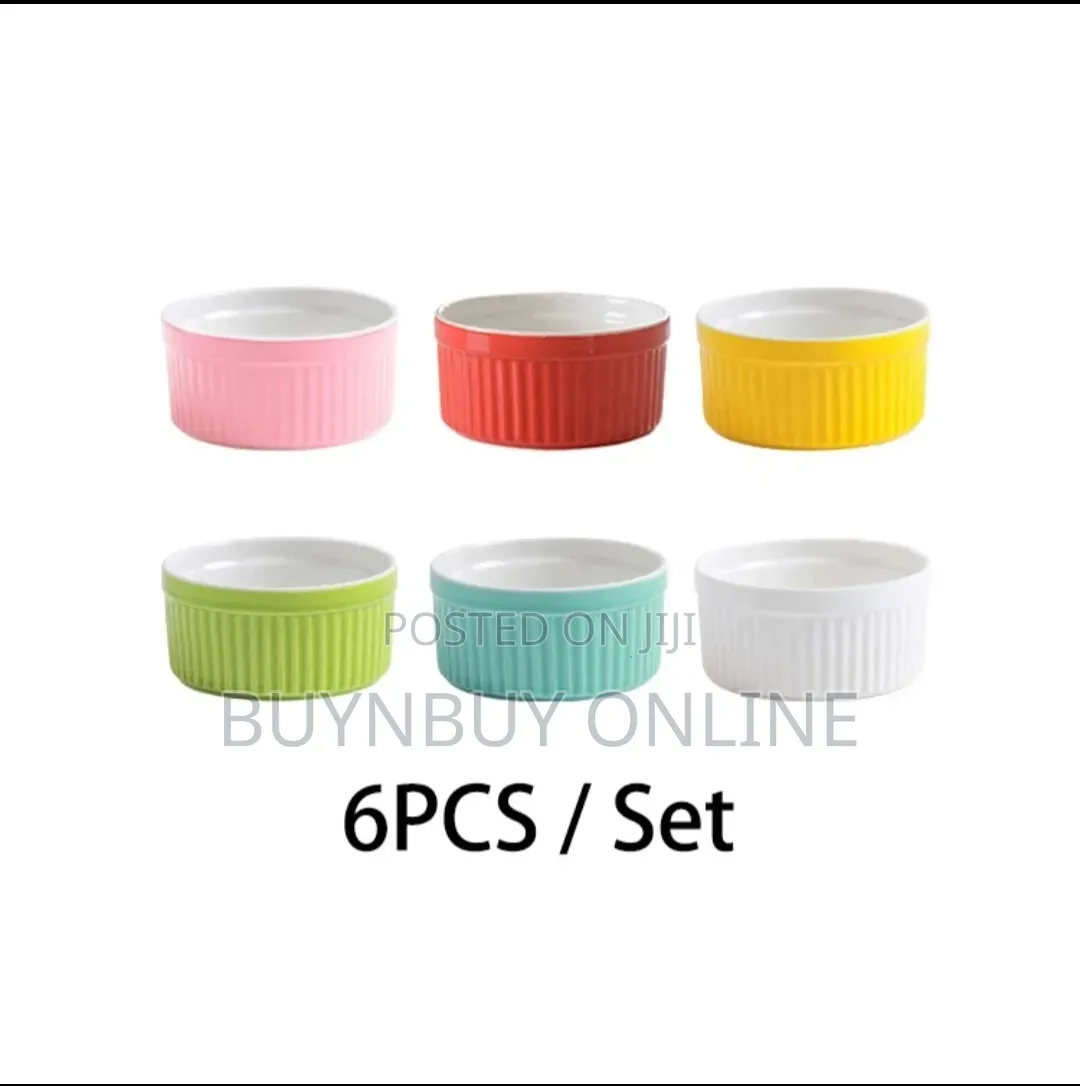 Set of 6 Colorful Ceremic Ramekins Dessert Bowls in 8cm/10cm