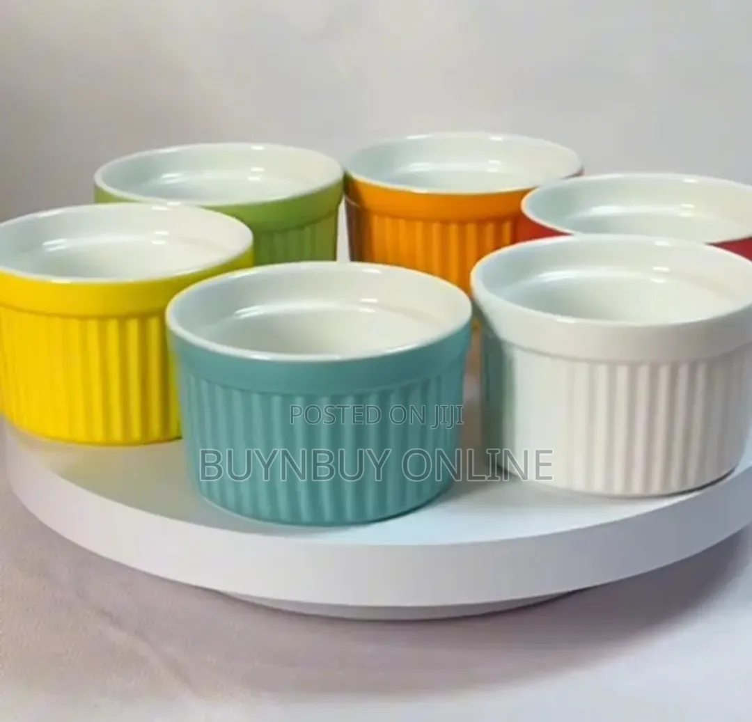 Set of 6 Colorful Ceremic Ramekins Dessert Bowls in 8cm/10cm