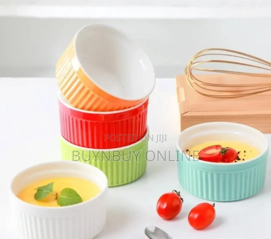 Set of 6 Colorful Ceremic Ramekins Dessert Bowls in 8cm/10cm