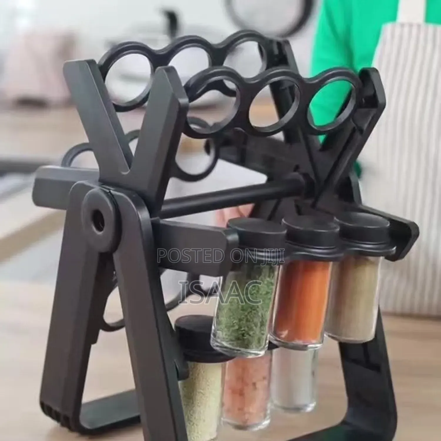 18-Jar Rotating Spice Rack – Sleek Convenient Kitchen Organizer
