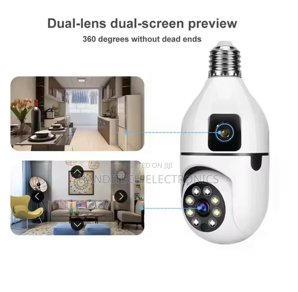 V380 Pro 360° Wifi Smart Bulb Camera – Dual Lens