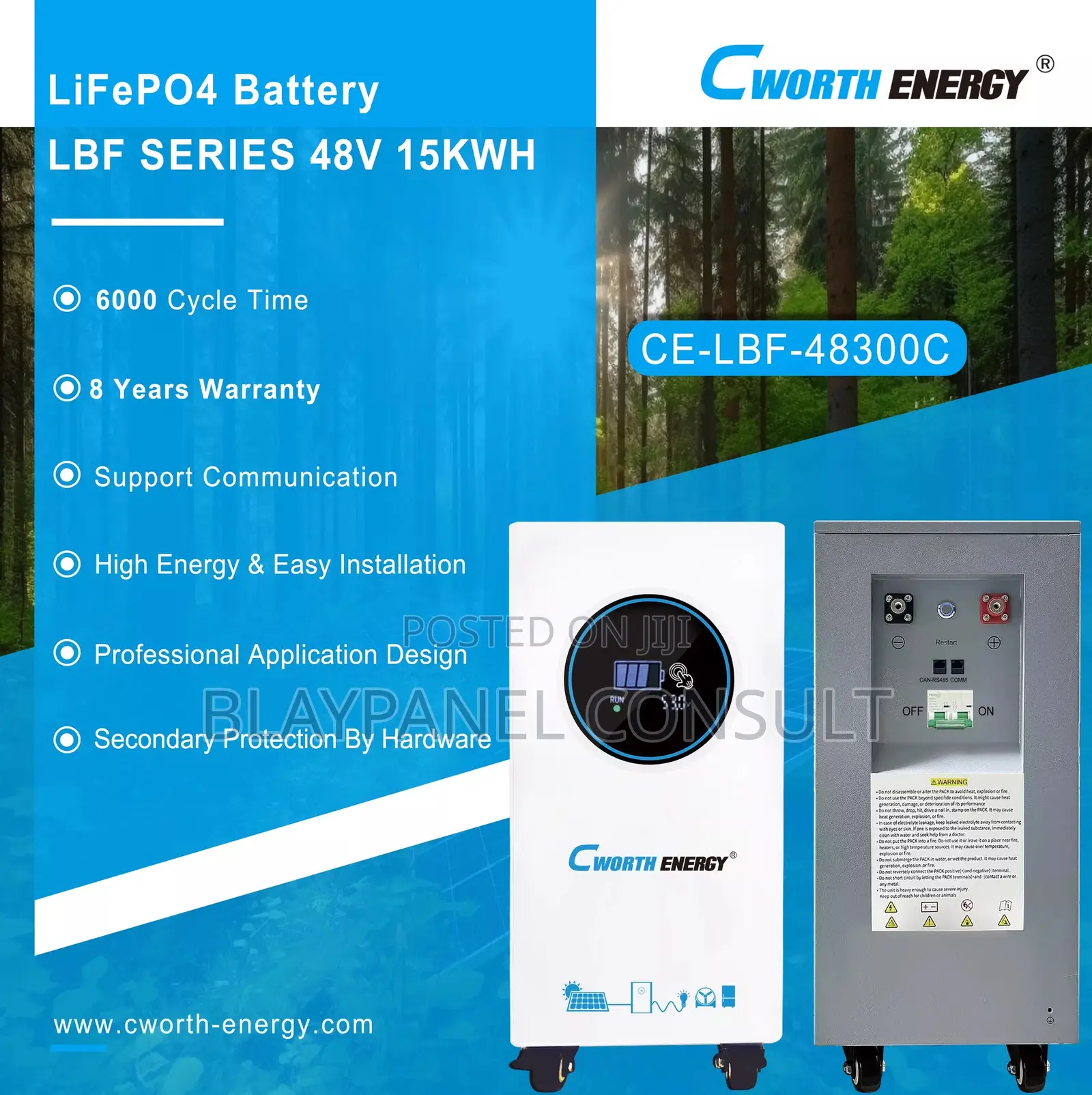 Cworth 48v 300Ah 15kWh Lithium Battery