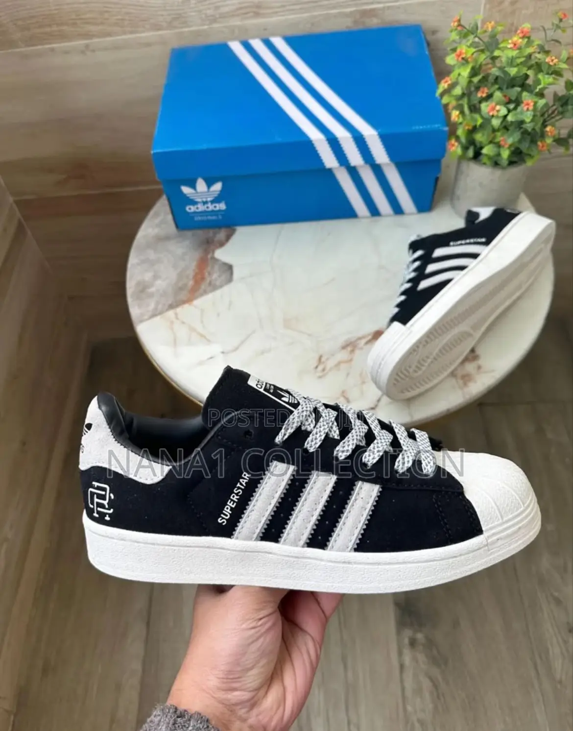 Black Adidas Suede Superstar Sneakers