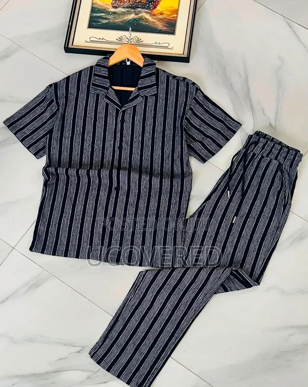 Basix Men's Striped Short-Sleeve Loungewear Set