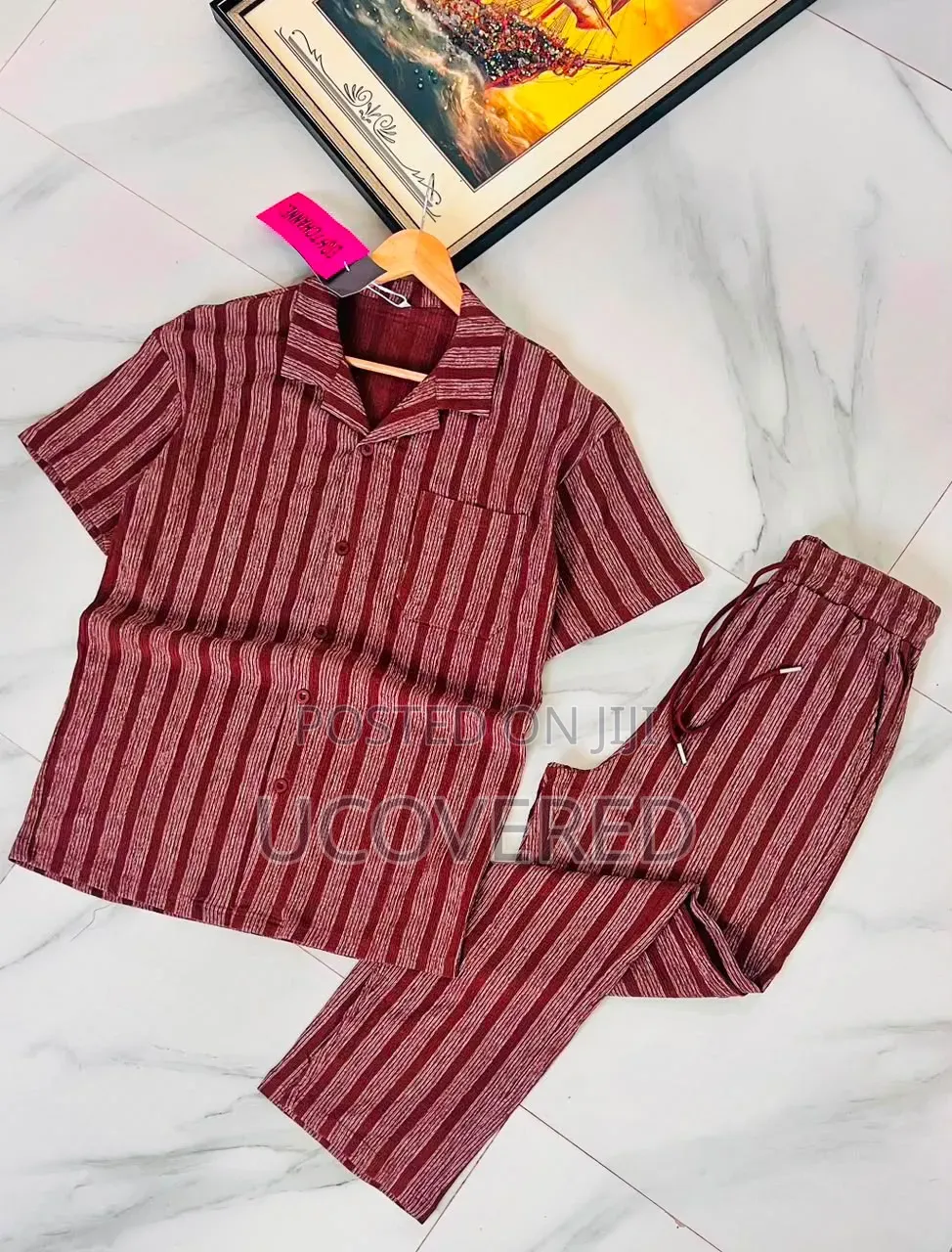Basix Men's Striped Short-Sleeve Loungewear Set
