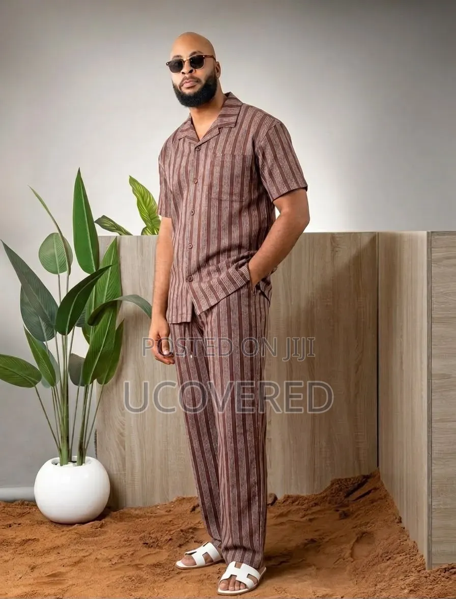 Basix Men's Striped Short-Sleeve Loungewear Set