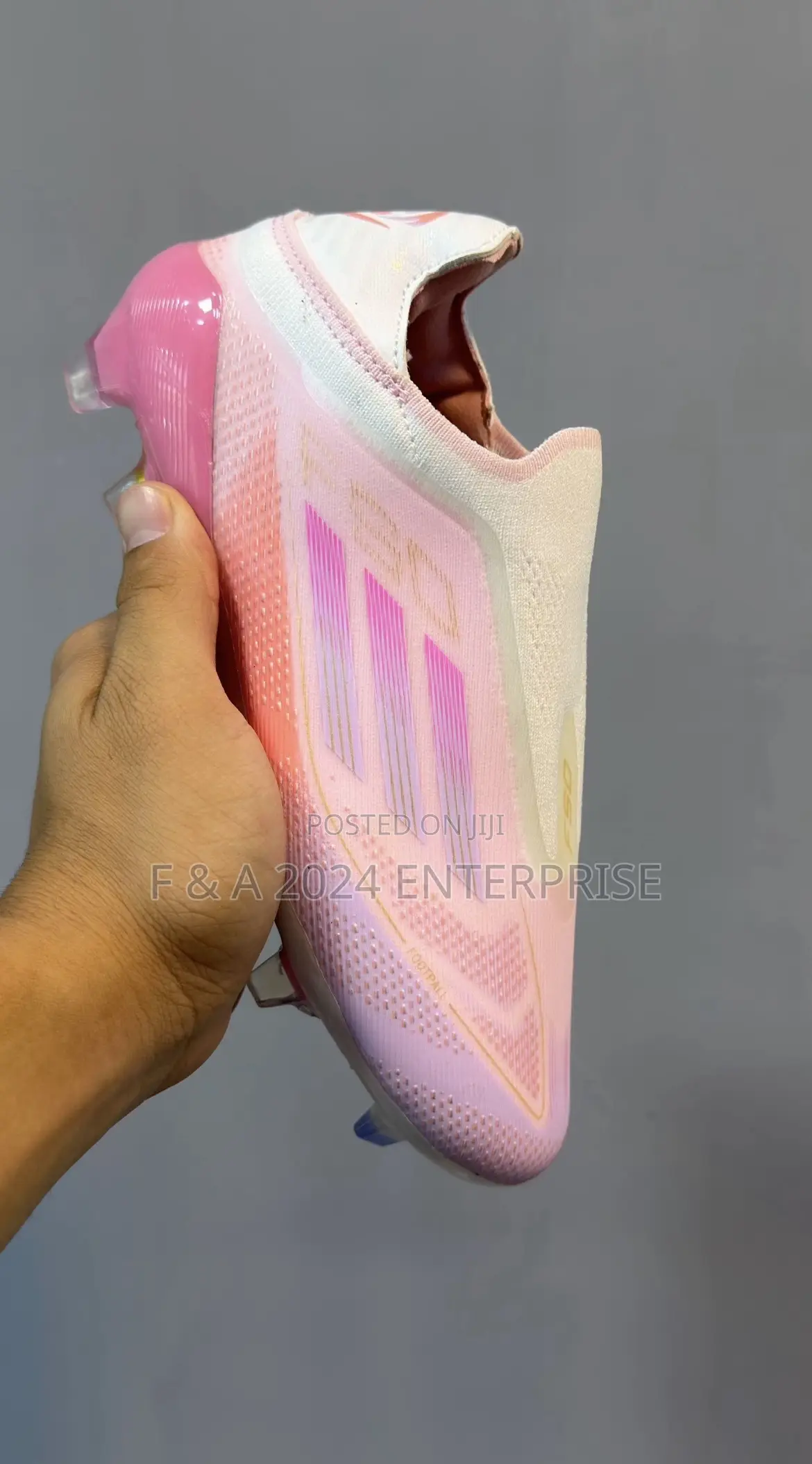 Adidas F50 Elite Laceless FG Football Boots in a Clear Pink