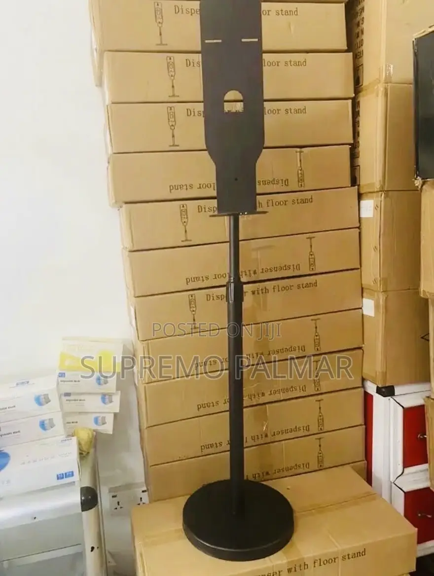 Black Sanitizer Dispenser Floor Stand Adjustable Height Universal