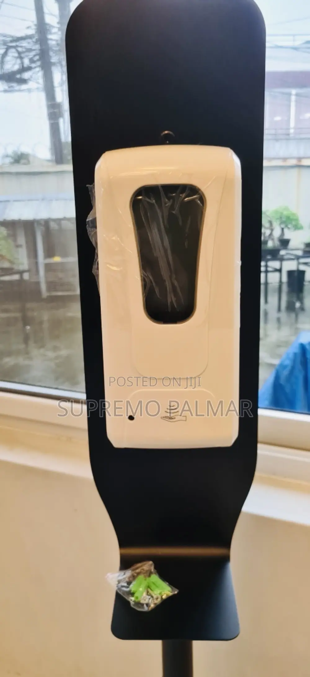Black Sanitizer Dispenser Floor Stand Adjustable Height Universal