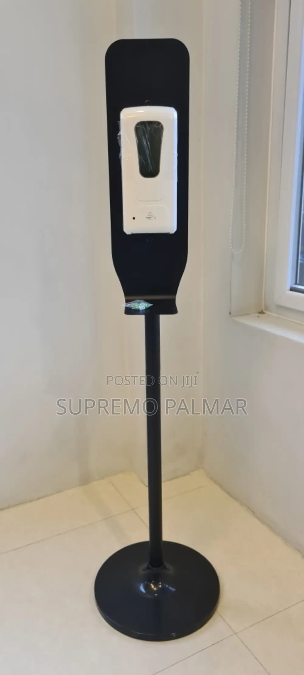Black Sanitizer Dispenser Floor Stand Adjustable Height Universal