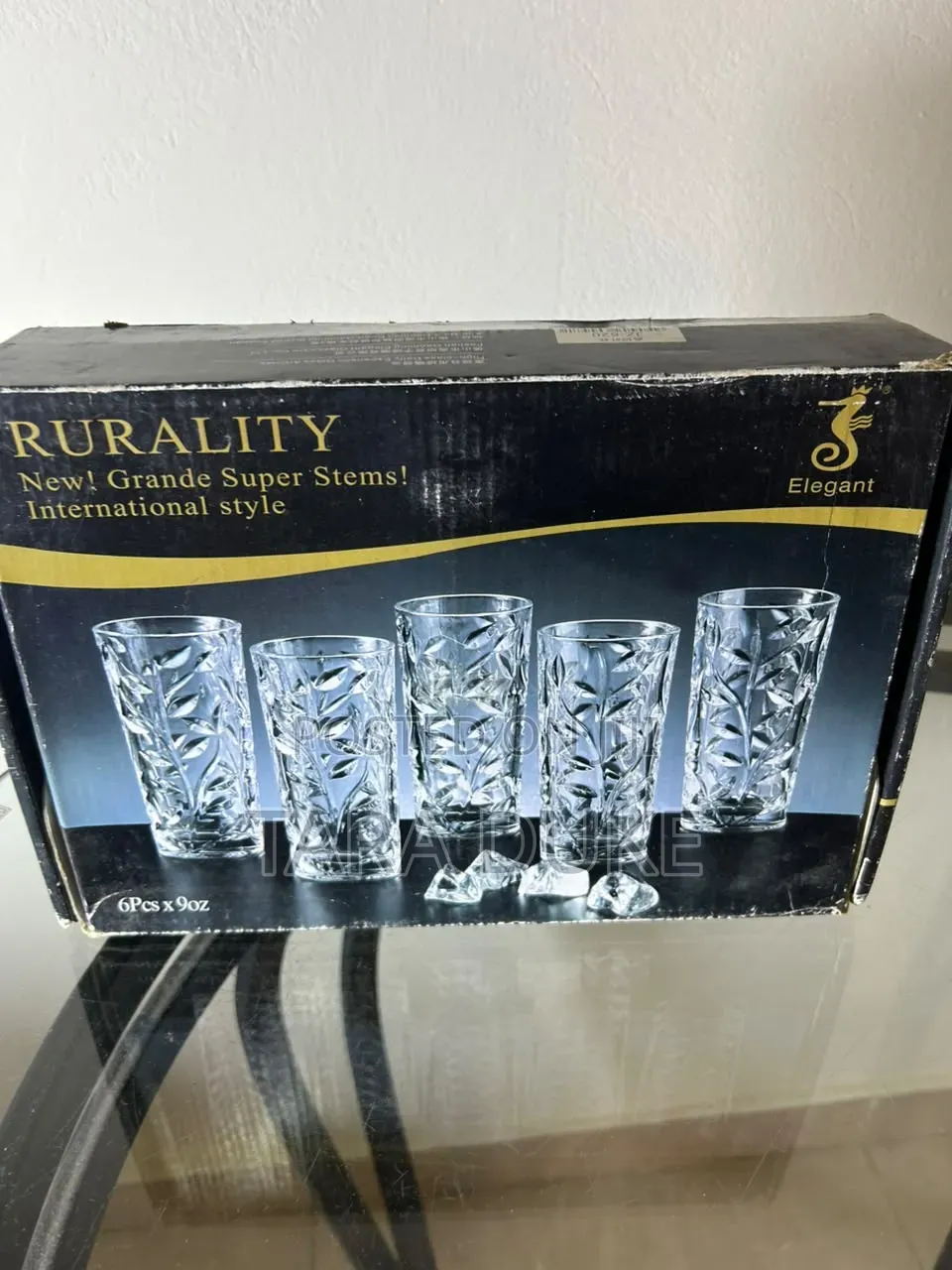 6-Piece Leaf-Pattern Glass Set (9oz)