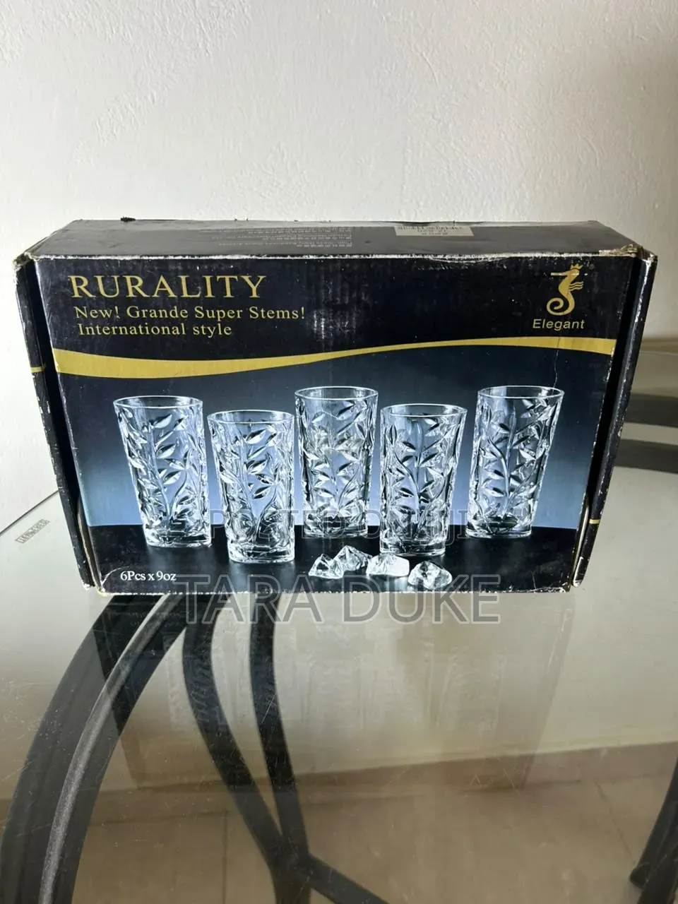 6-Piece Leaf-Pattern Glass Set (9oz)