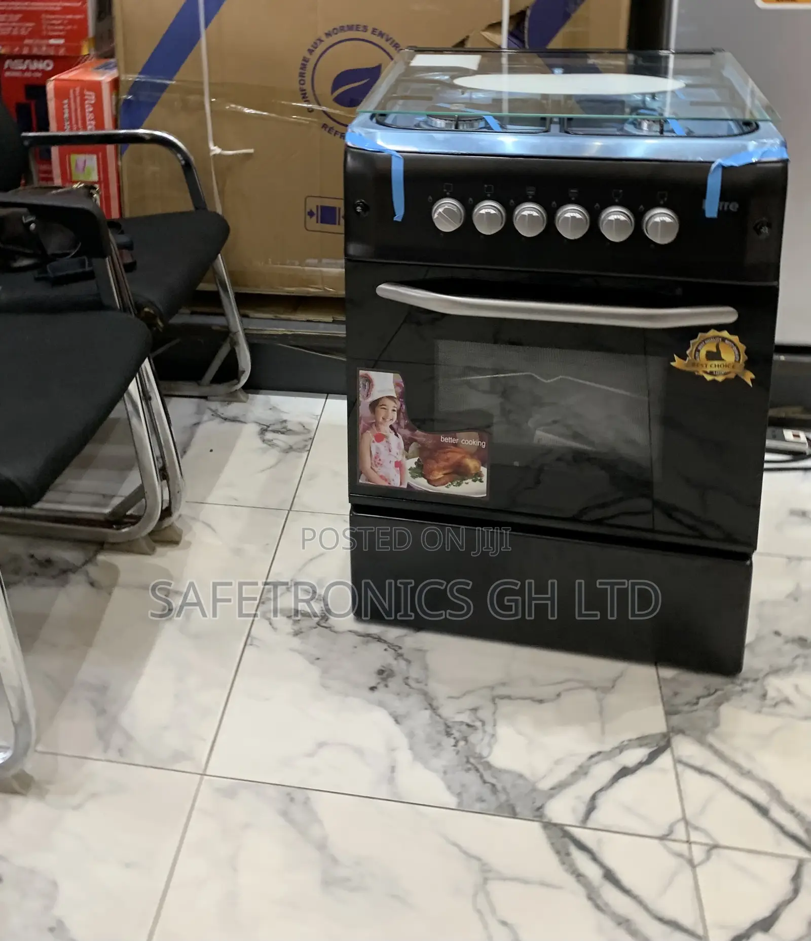 Available Black Ferre 60×60 Cm 2 Gas + 2 Electric Dual-Fuel Cooker