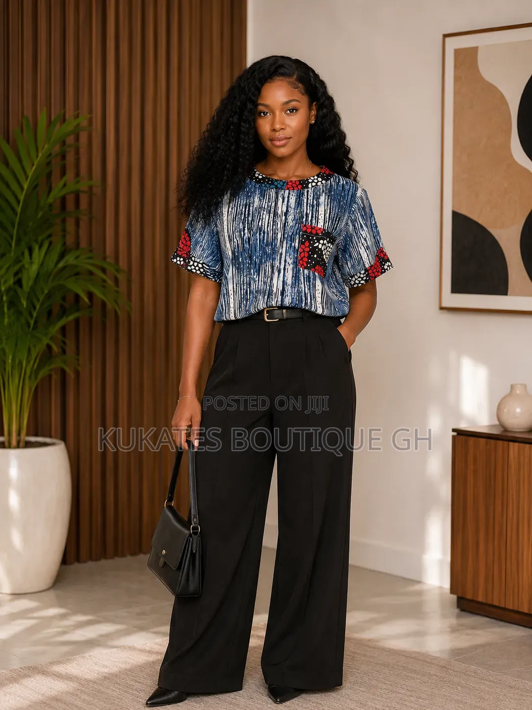 Elegant African Print Pocket Detail Blouse