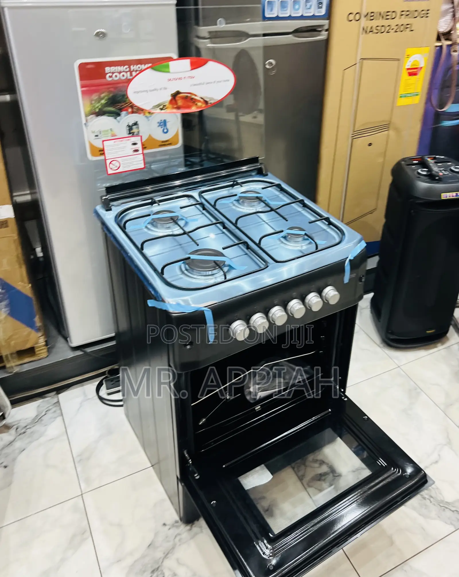 Choose Adorable Ferre 60x60cm Glass Lid 4 Gas Burner(Black) 