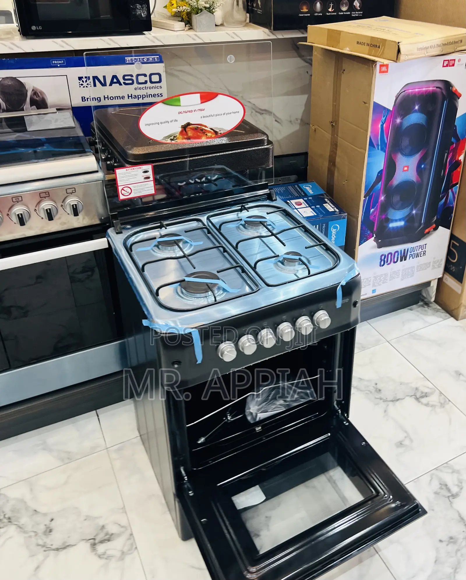 Choose Adorable Ferre 60x60cm Glass Lid 4 Gas Burner(Black) 