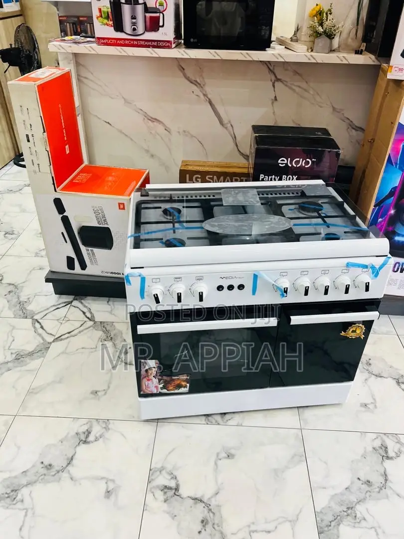 Get Unique Mediatech 5 Gas Burner Oven and Grill Auto Rotisserie,White