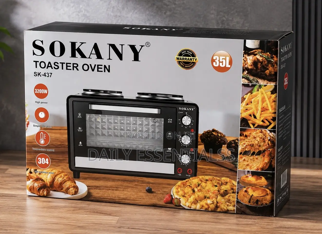 35L SOKANY Electric Oven With Hot Plates – Brand New