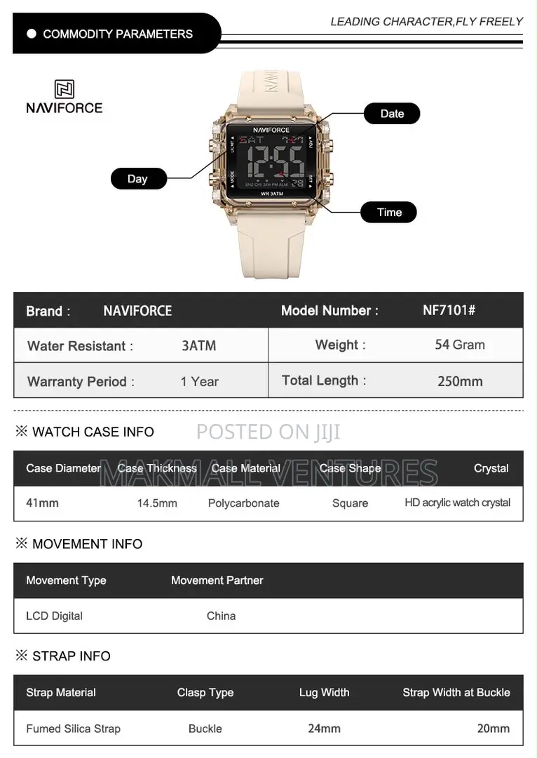 Naviforce Polycarbonate Versatile Digital Watch (NF 7101)