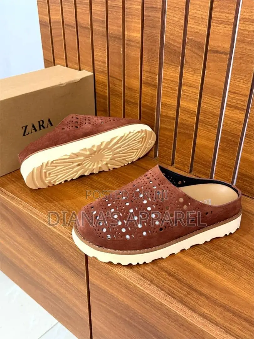 Zara Perforated Split Suede Mules