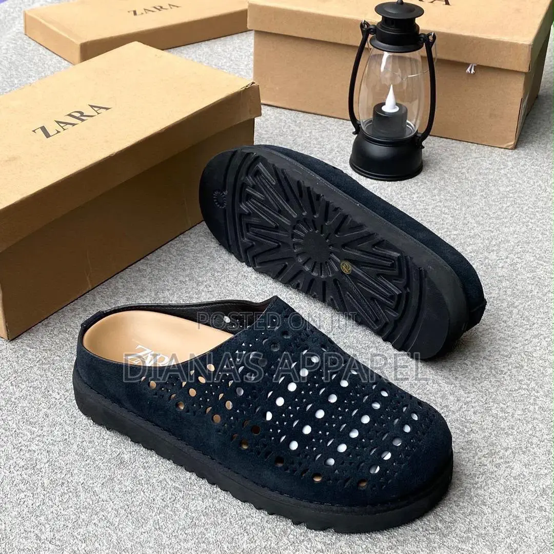 Zara Perforated Split Suede Mules