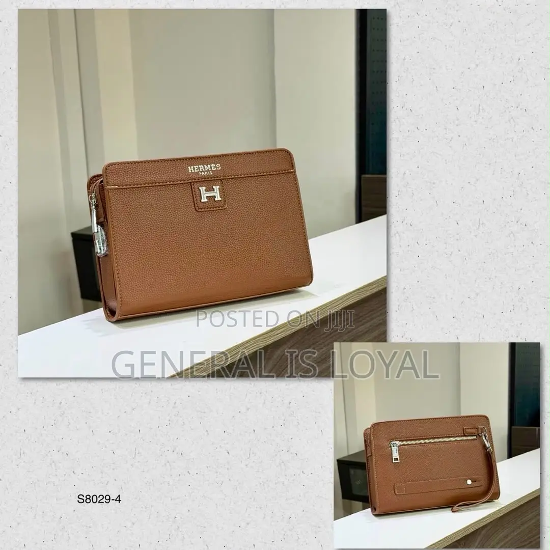 Hermes Brown Leather Men’s Lock Purse