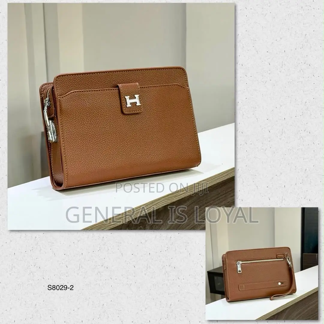 Hermes Brown Leather Men’s Lock Purse