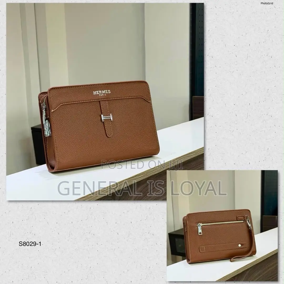 Hermes Brown Leather Men’s Lock Purse