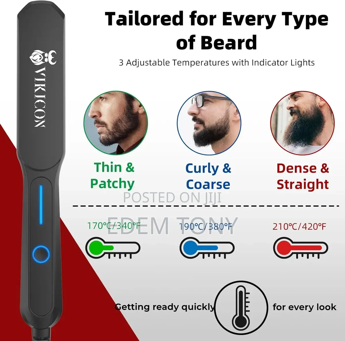 Beard Straightener Comb for Men,Professional Straightenin Heated Brush