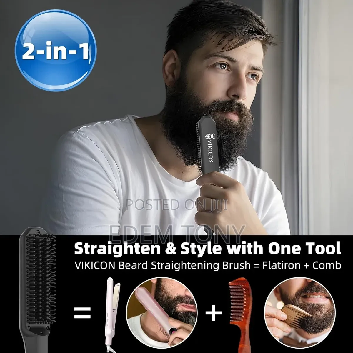 Beard Straightener Comb for Men,Professional Straightenin Heated Brush