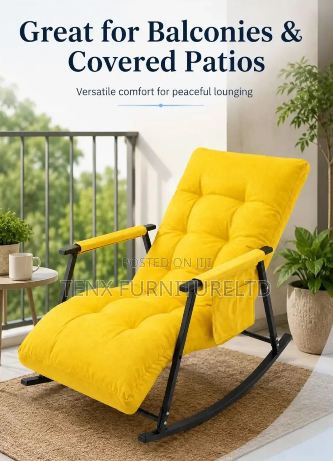Padded Rocking Chair With Side Pocket -