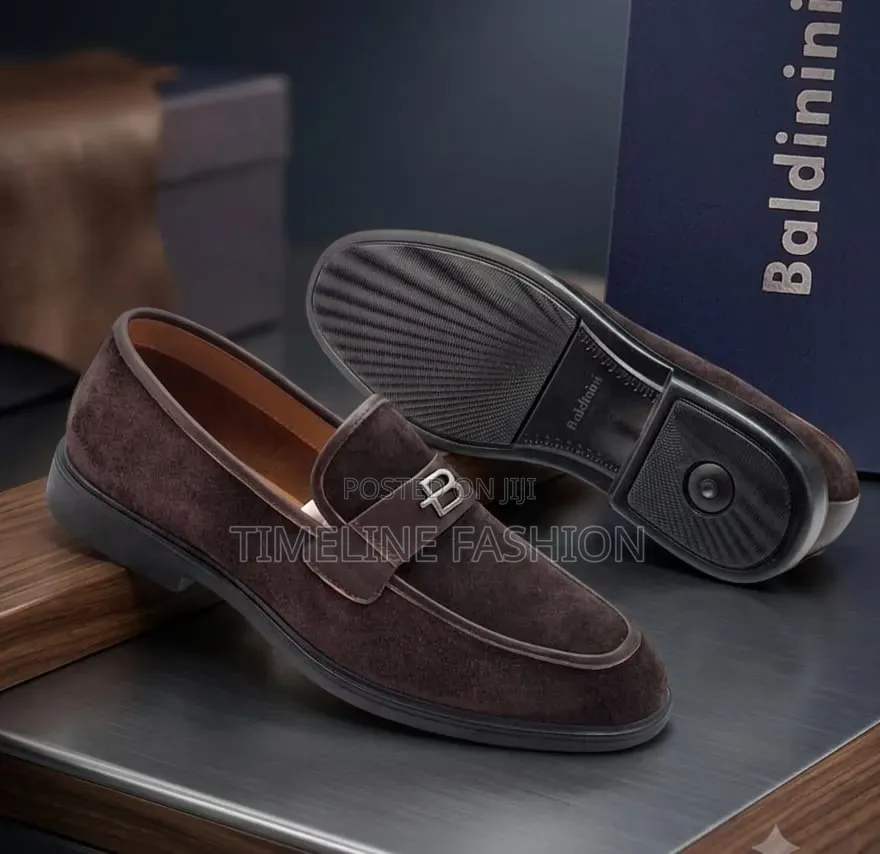 Baldinini Coffee Brown Men's Suede Leather Shoes Size 39-46