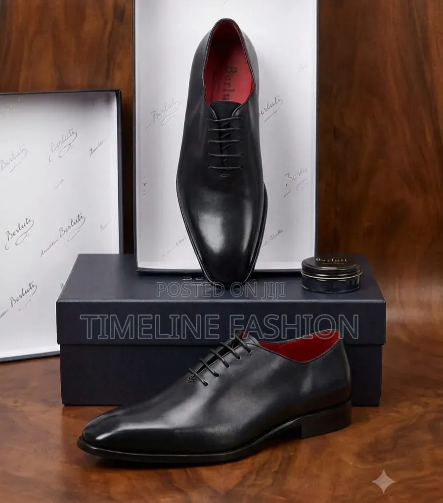 Berluti Plain Leather Men's Lace Up Shoes 39-46 Black