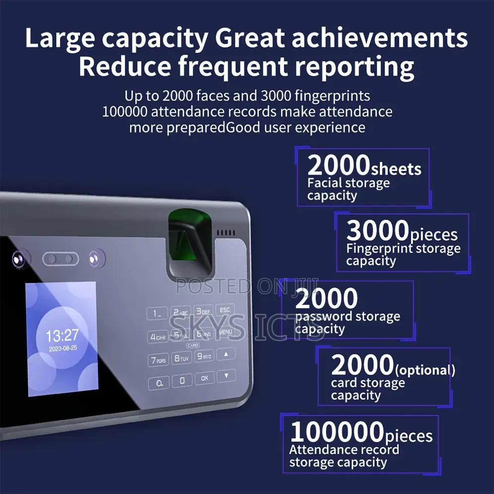 Facial Recognition Attendance Machine With Backup Battery