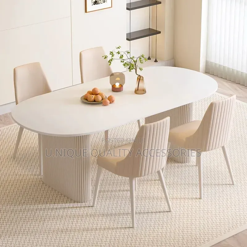 Only One Set Remaining/Order Now Sleek White Sintered Stone Dining Set