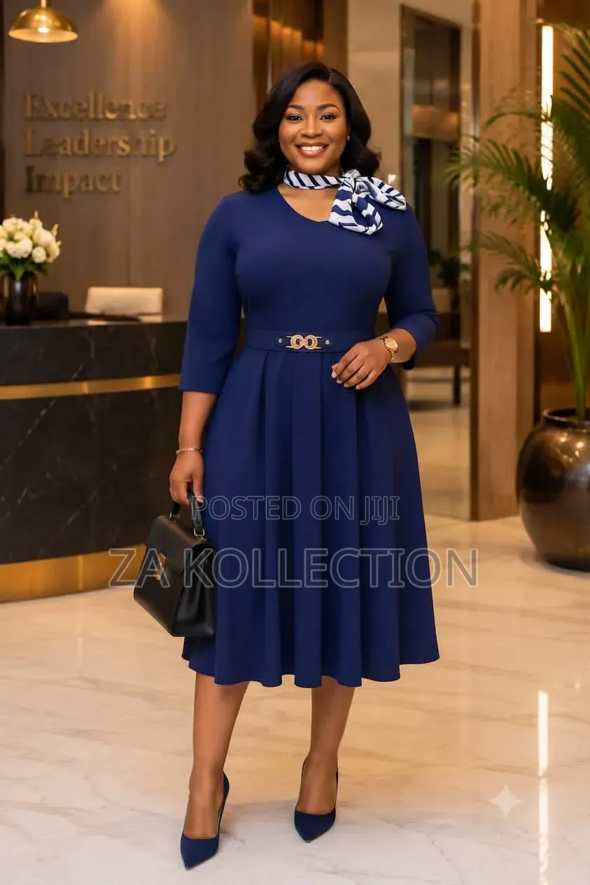 Ladies Round Neck Bowtie Dress