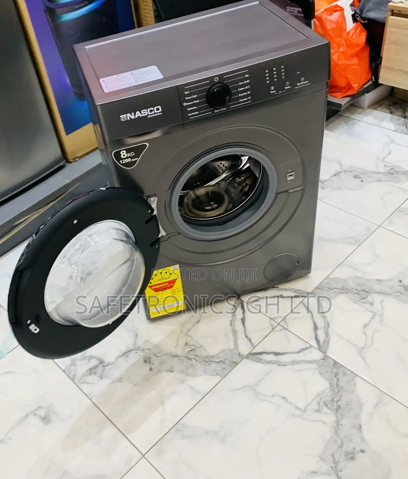 Efficient Sleek Grey Nasco 8kg Front Load Washing Machine