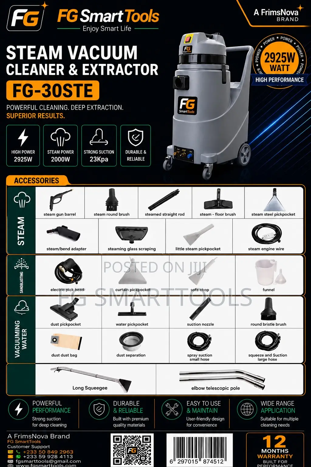 Industrial Steam Extraction Wet Dry Vacuum Cleaner